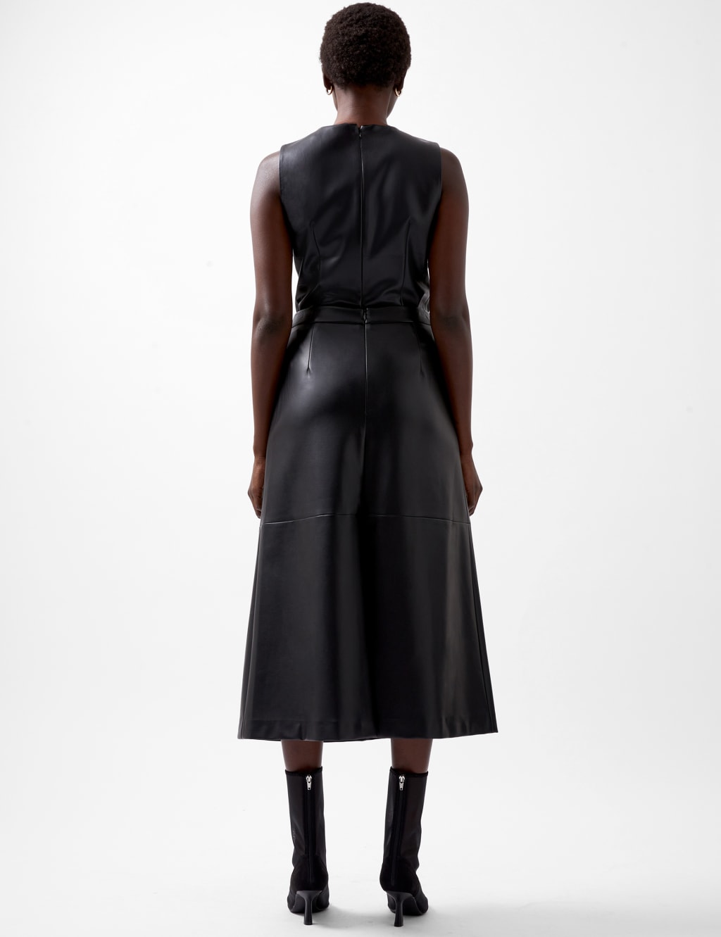 Faux Leather Midi A-Line Skirt 4 of 4