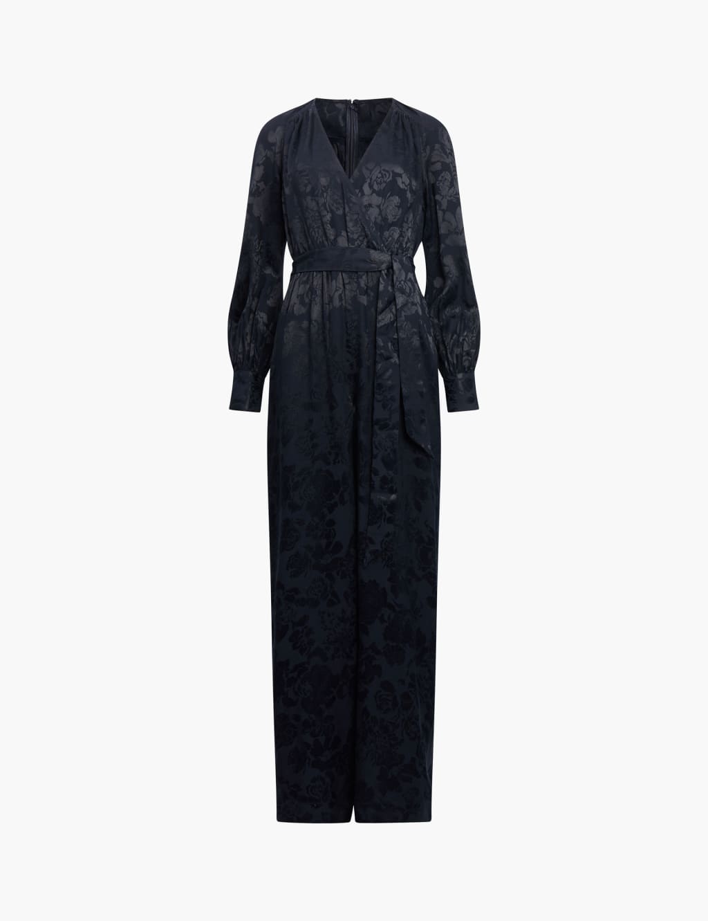 Satin Jacquard Belted Wide Leg Jumpsuit 2 of 4