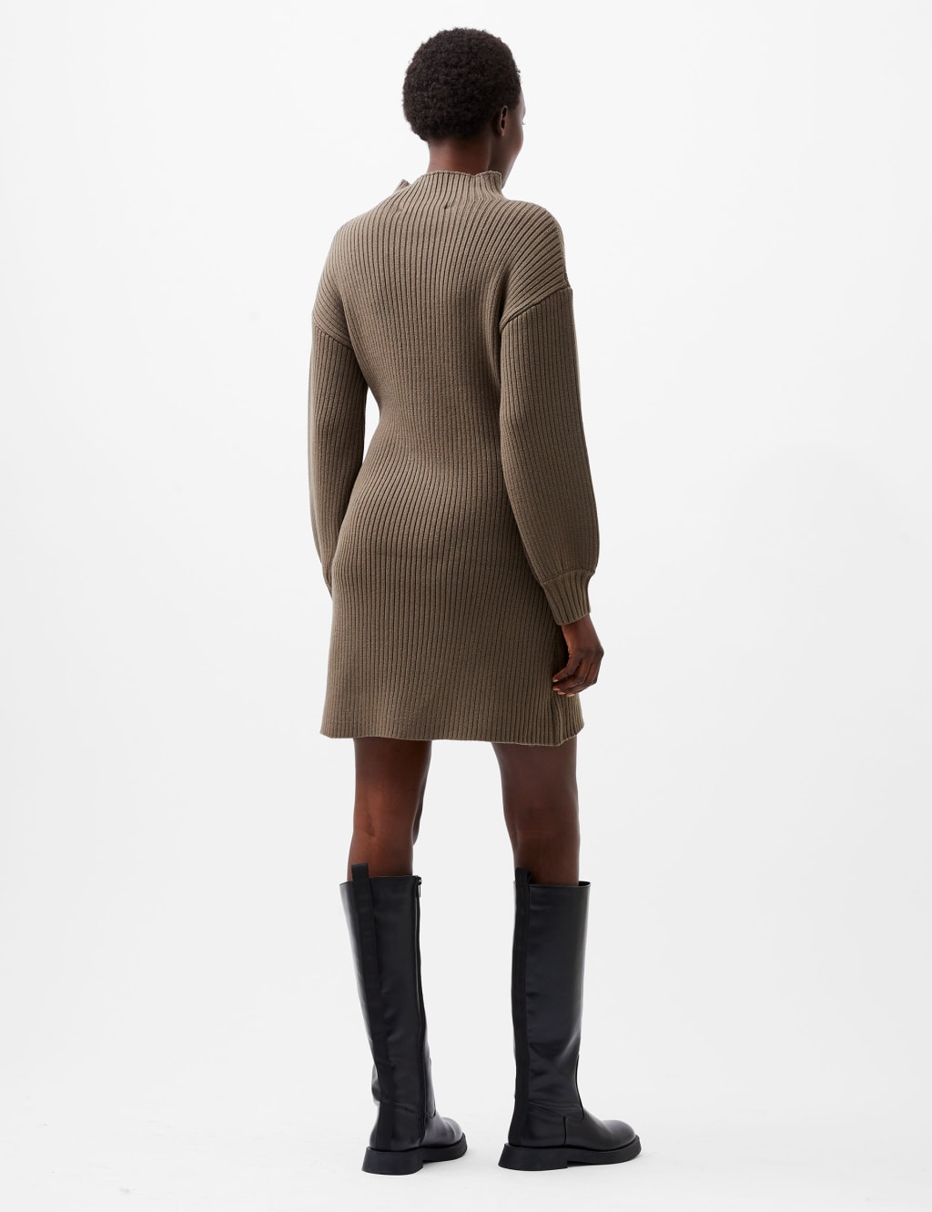 Ribbed Knitted High Neck Mini Dress 4 of 4