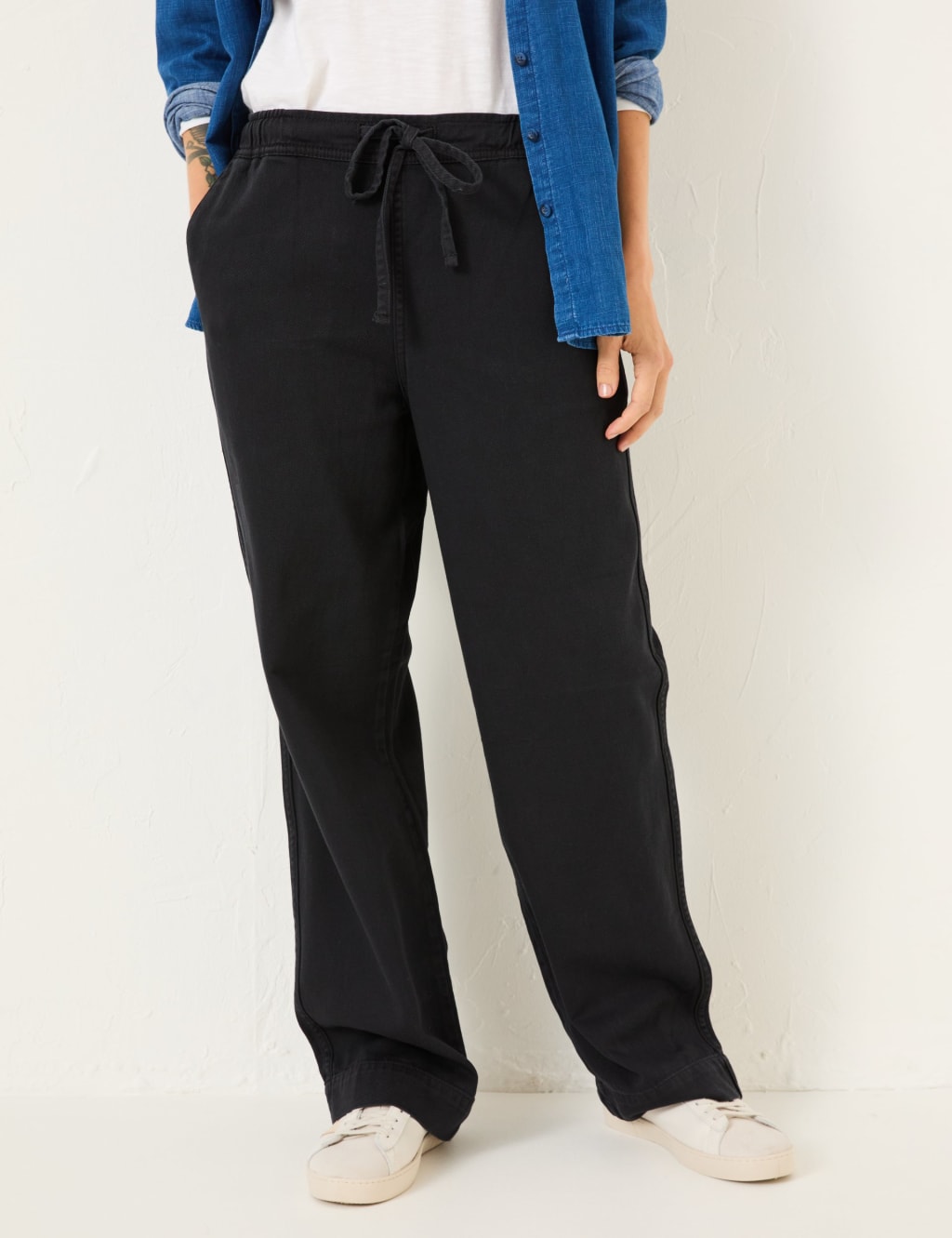Pure Cotton Drawstring Wide Leg Trousers 3 of 5