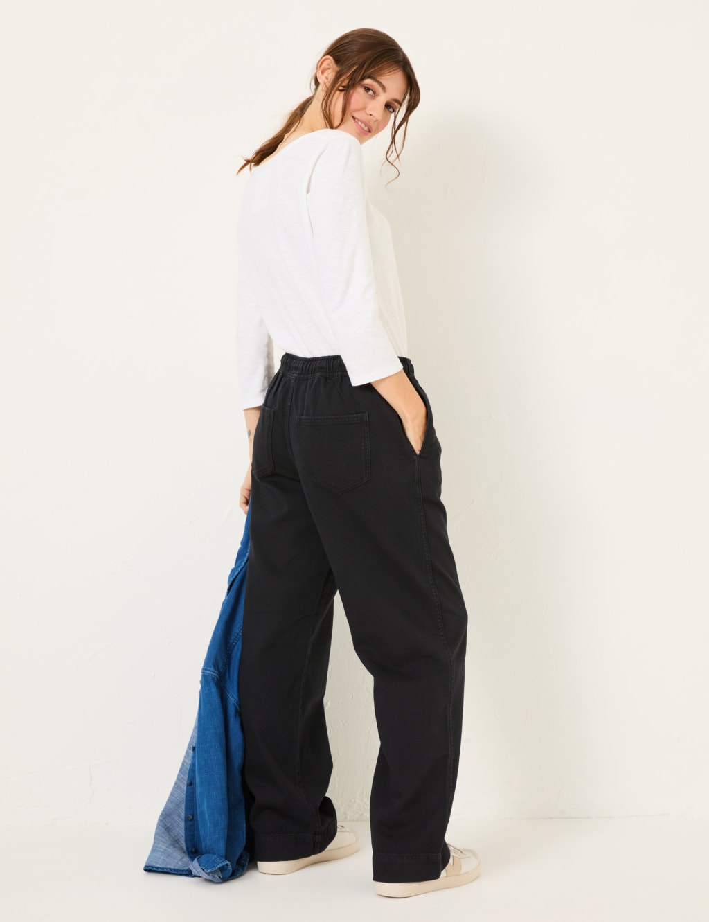 Pure Cotton Drawstring Wide Leg Trousers 4 of 5