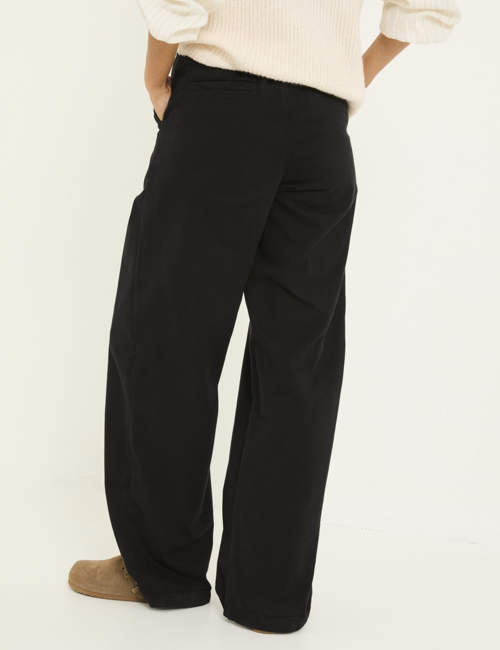 Pure Cotton Pleat Front Wide Leg Trousers 4 of 5