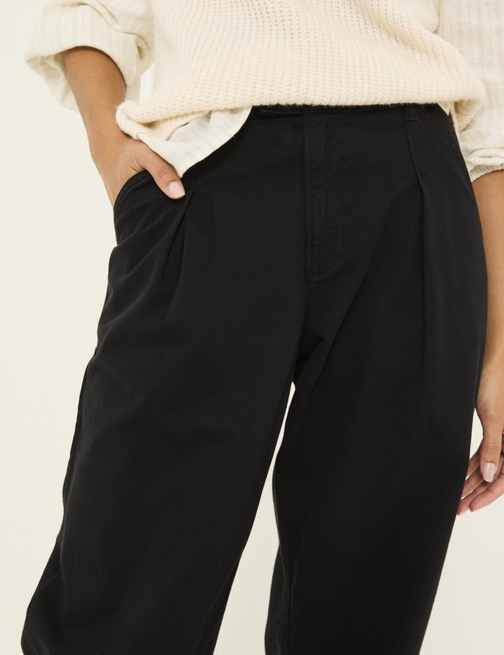 Pure Cotton Pleat Front Wide Leg Trousers 5 of 5