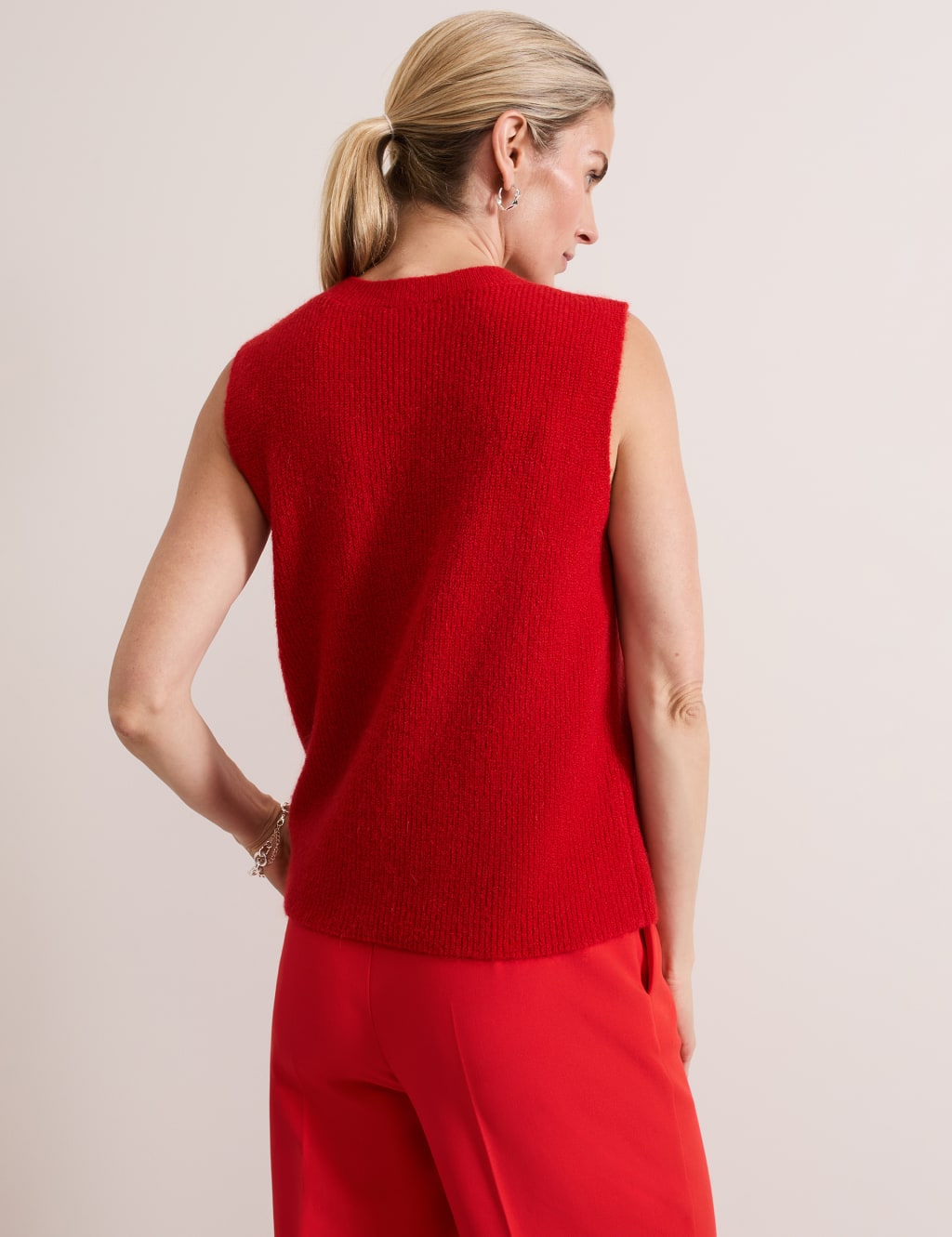 Ribbed Crew Neck Vest Top With Wool 3 of 9