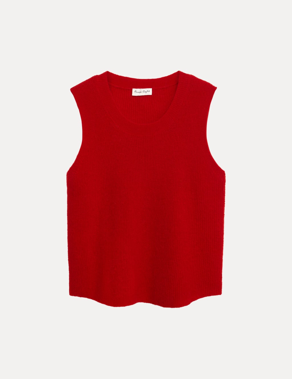 Ribbed Crew Neck Vest Top With Wool