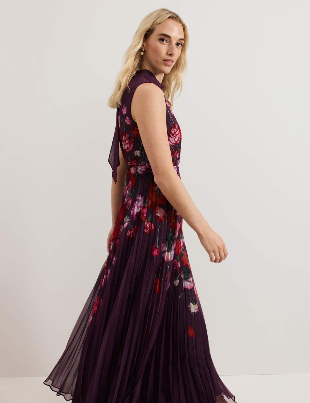 Floral Pleated Maxi Skater Dress 5 of 9