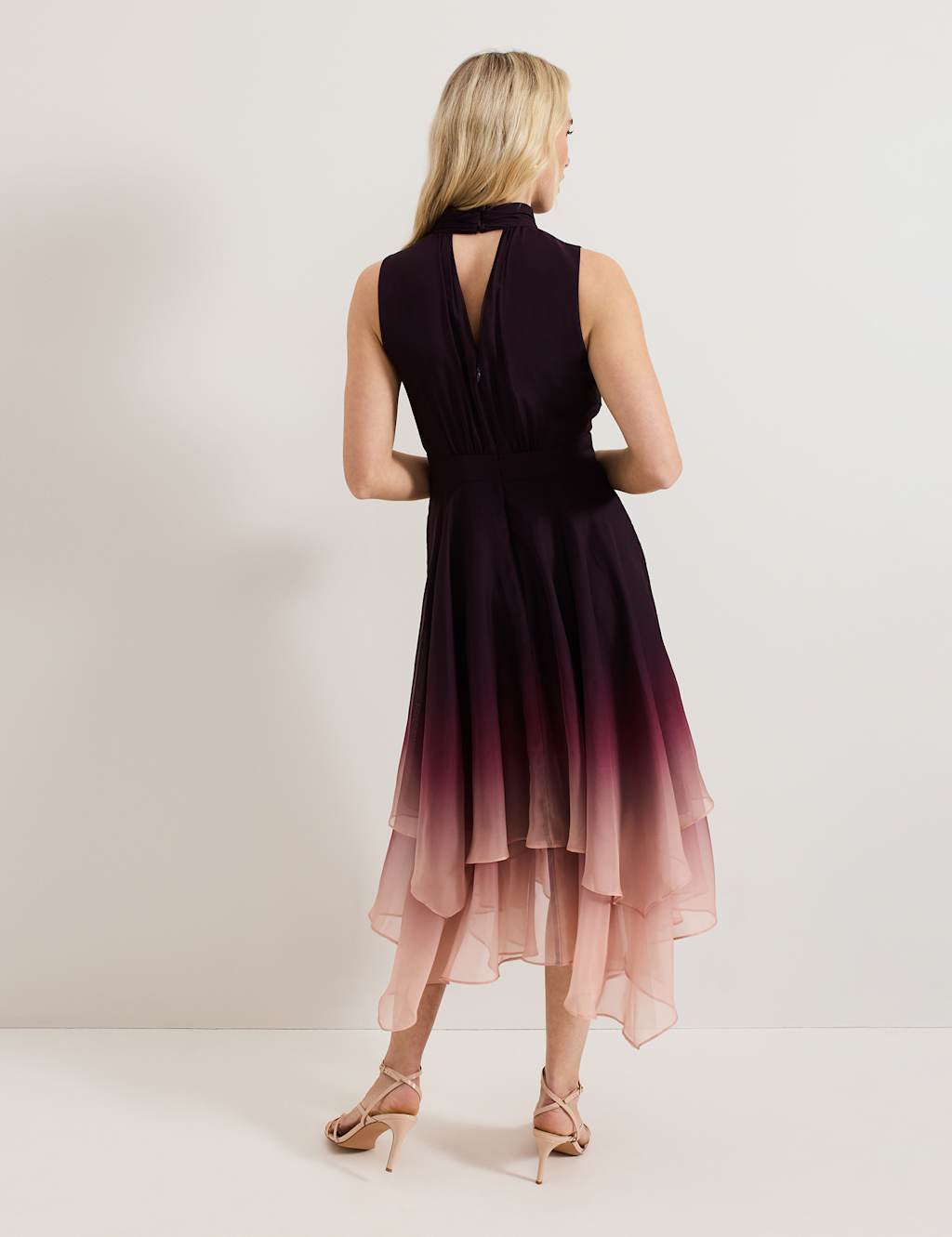 Maybel Ombre High Neck Maxi Skater Dress 3 of 9