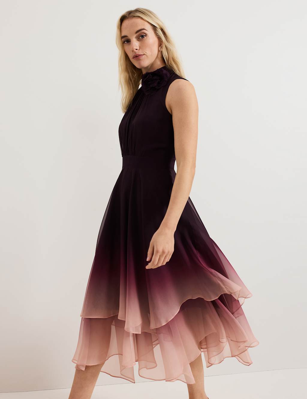 Maybel Ombre High Neck Maxi Skater Dress 4 of 9