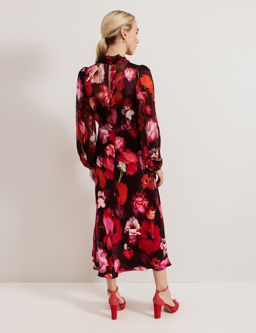 Floral Tie Neck Midaxi Dress 3 of 8