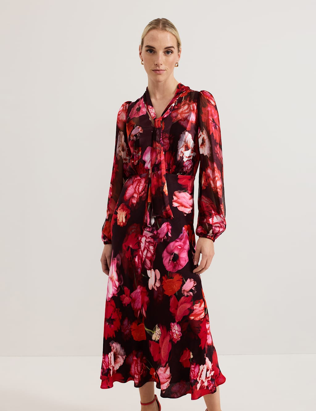 Floral Tie Neck Midaxi Dress 4 of 8