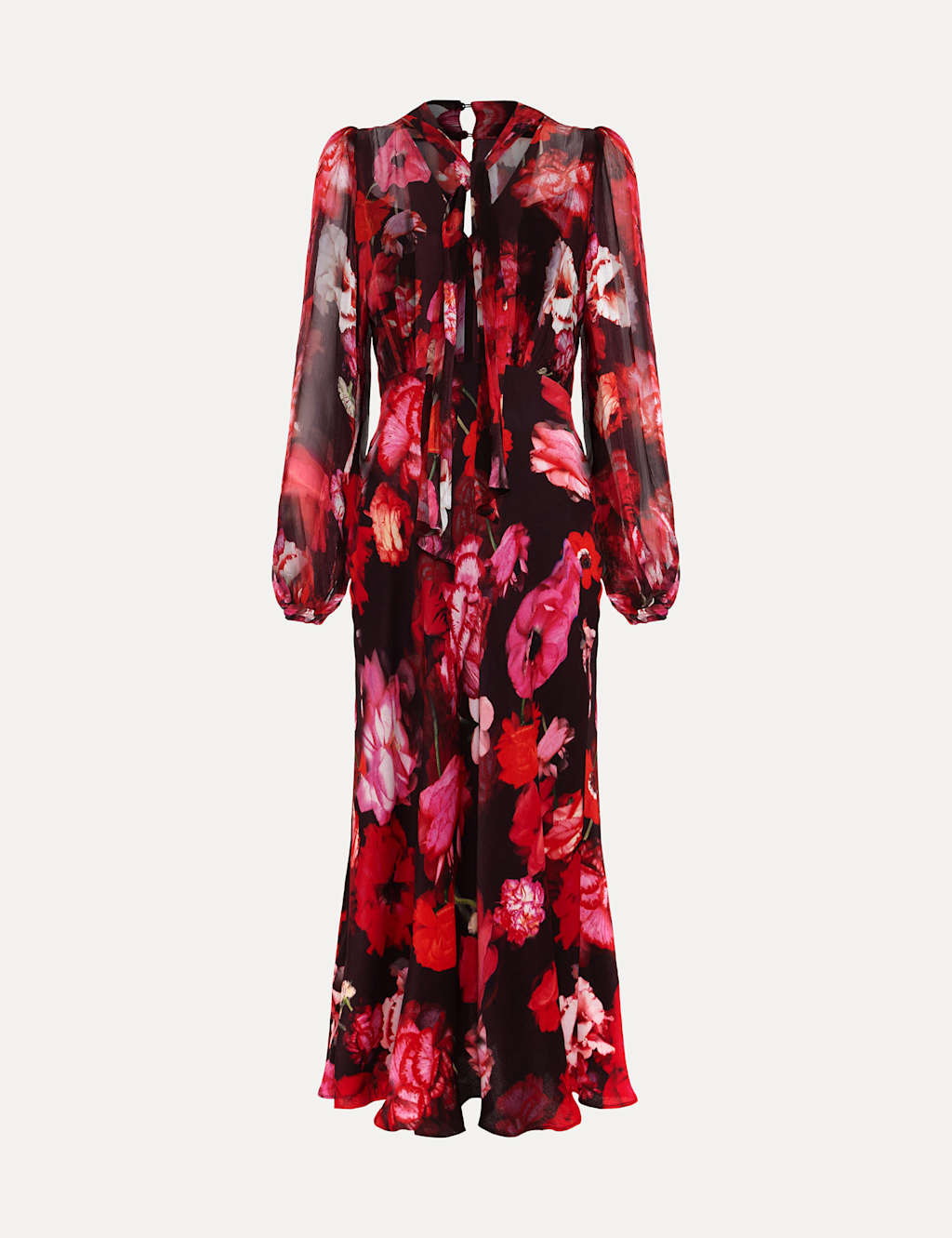 Floral Tie Neck Midaxi Dress 2 of 8