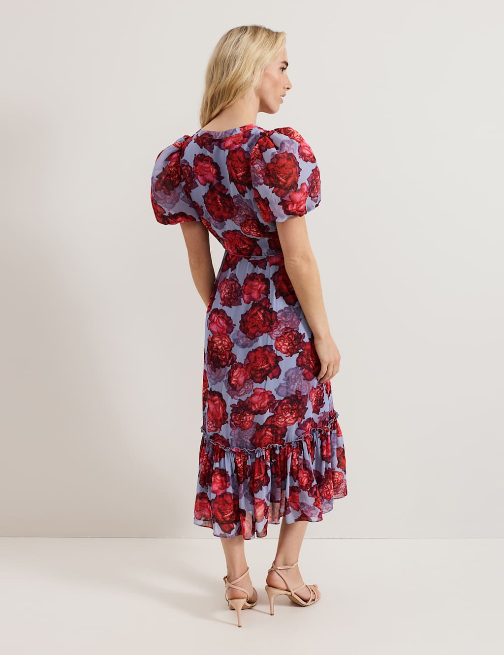 Floral V-Neck Midi Tiered Skater Dress 3 of 8