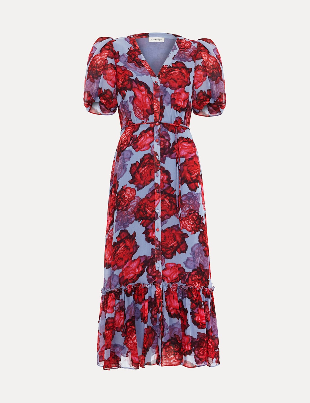 Floral V-Neck Midi Tiered Skater Dress 2 of 8