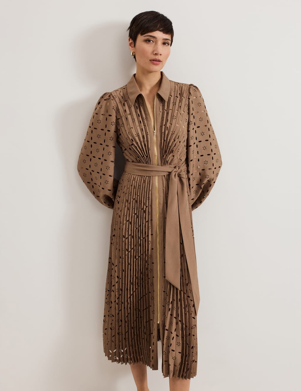 Geometric Collared Midi Shirt Dress 4 of 7