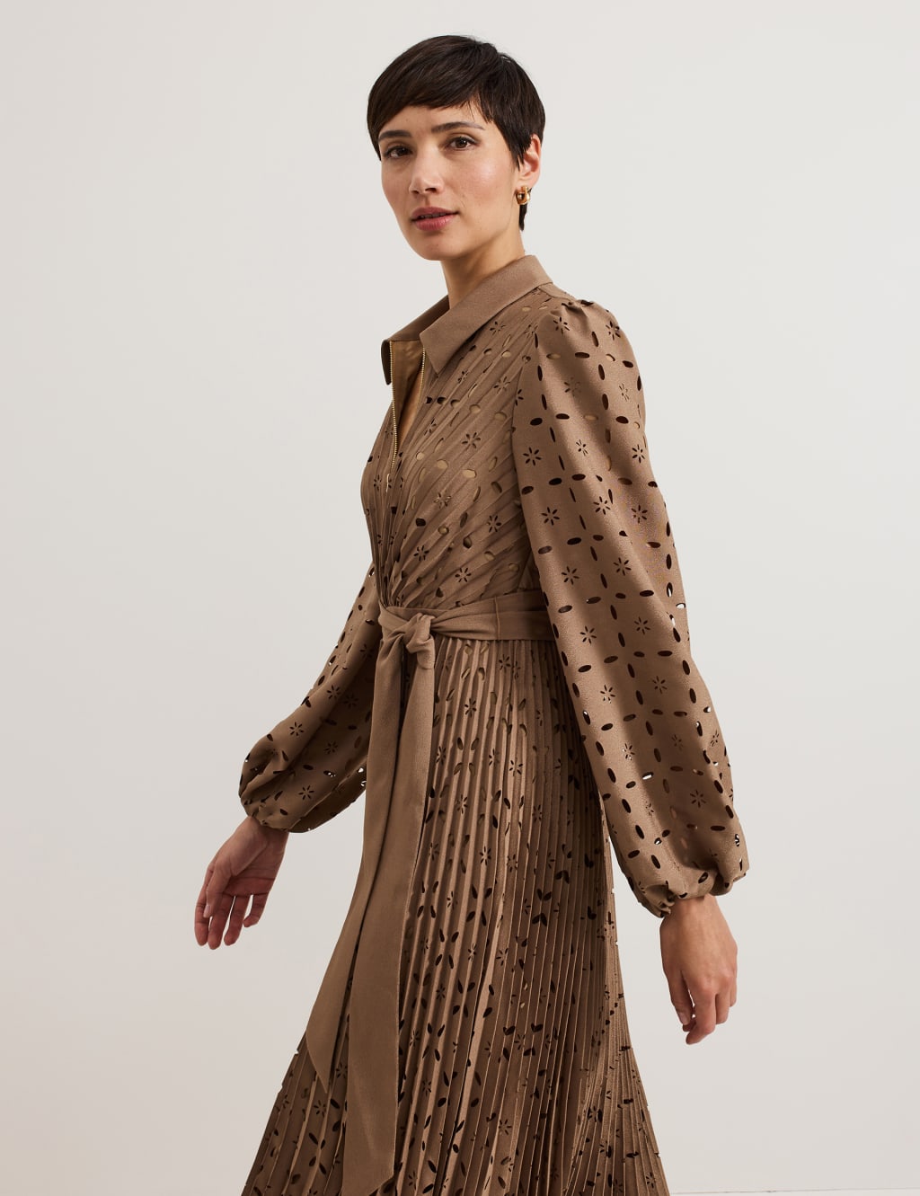 Geometric Collared Midi Shirt Dress 5 of 7