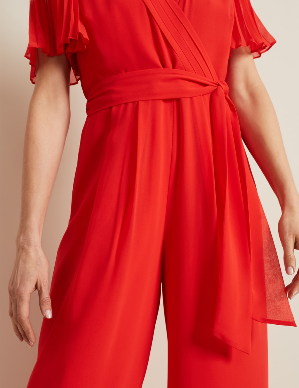 Belted Pleated Short Sleeve Wrap Jumpsuit 6 of 7