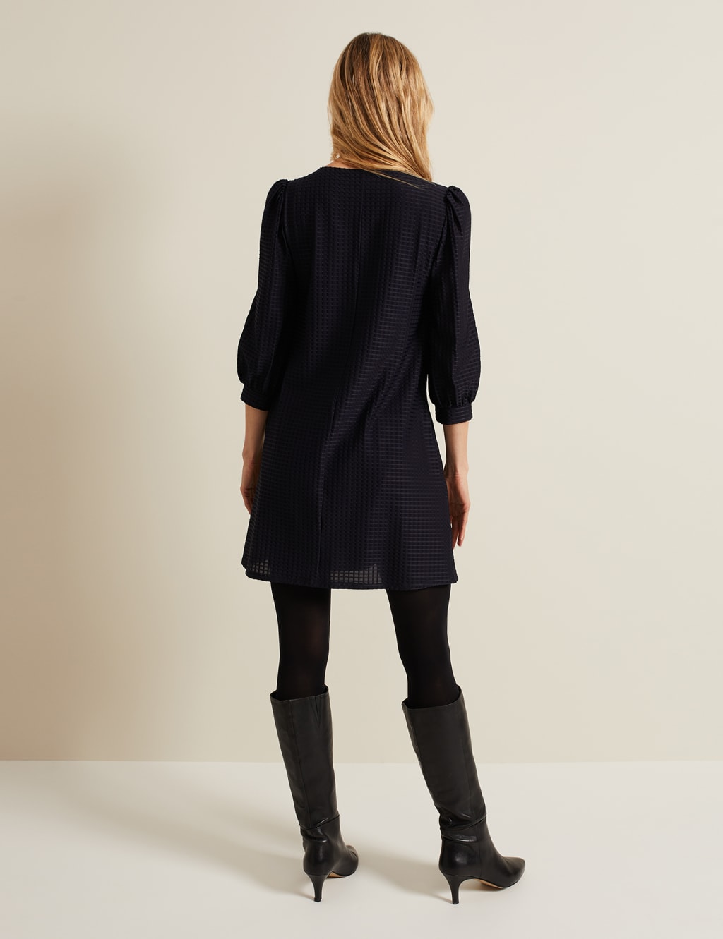 Textured Keyhole Mini Swing Dress 4 of 7