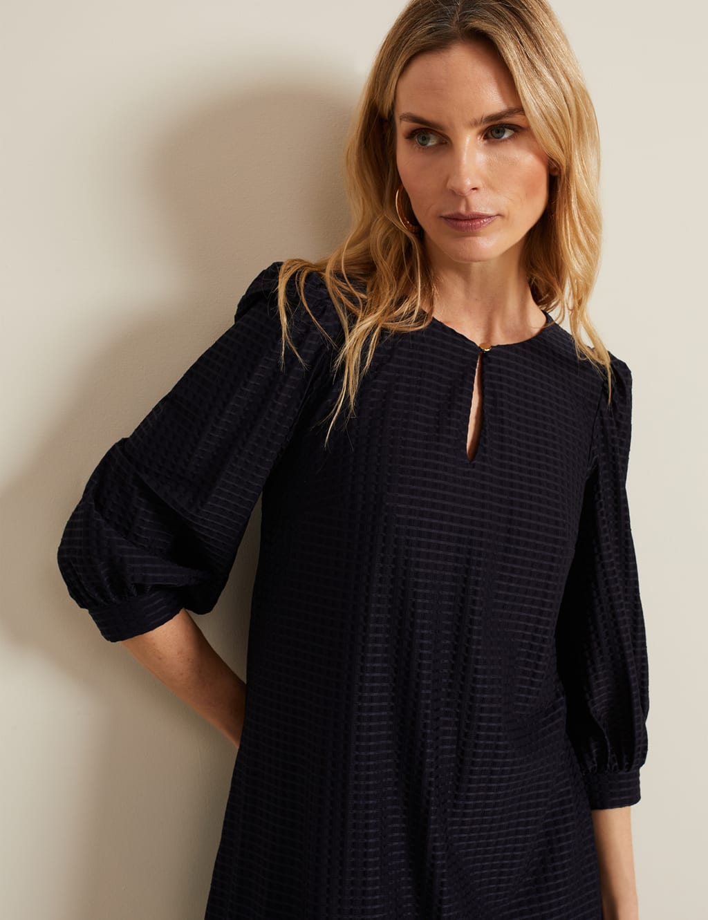 Textured Keyhole Mini Swing Dress 5 of 7
