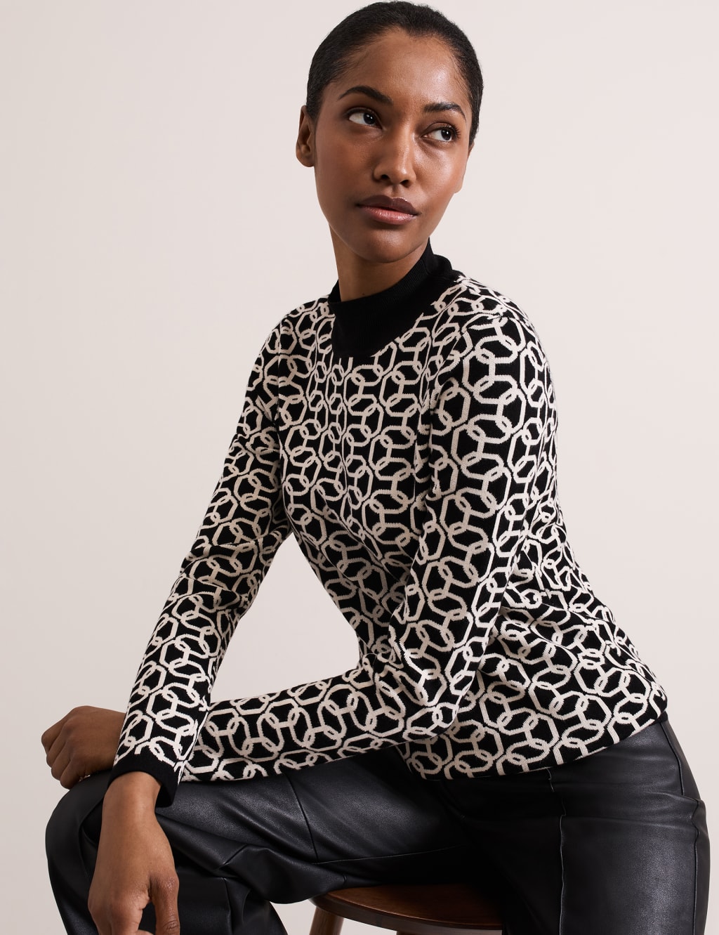 Jacquard Funnel Neck Chain Jumper 6 of 8