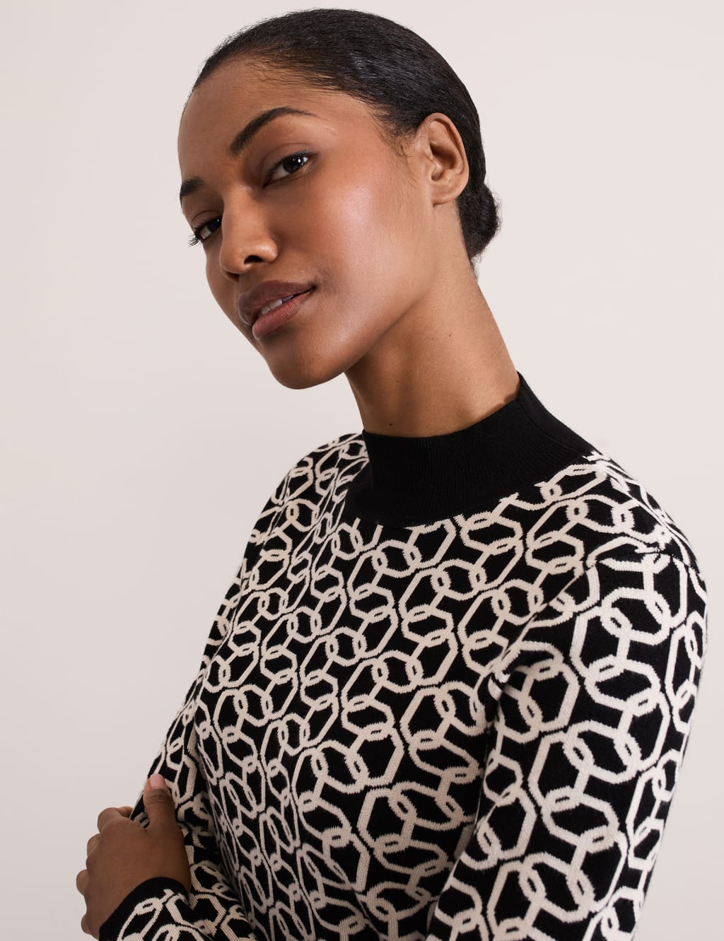 Jacquard Funnel Neck Chain Jumper 7 of 8
