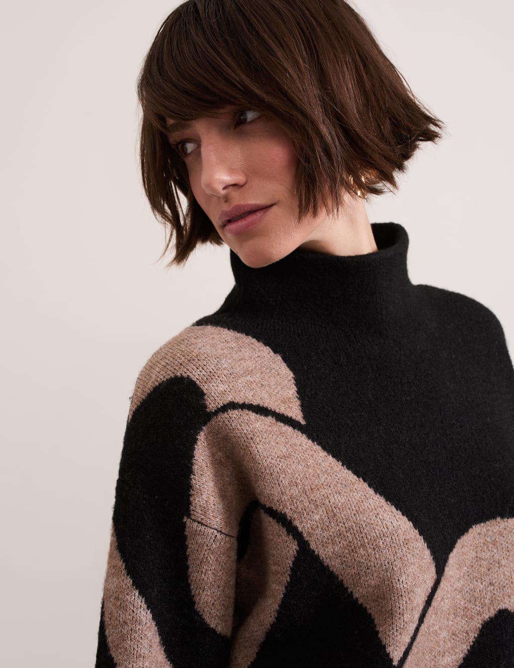 Chain Print Funnel Neck Jumper