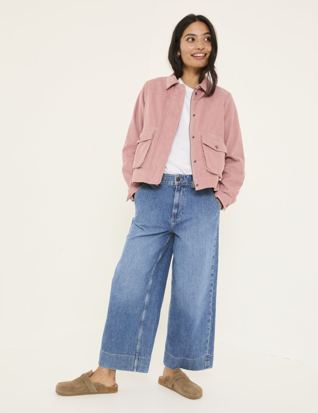 Pure Cotton Cord Collared Cropped Jacket 3 of 5
