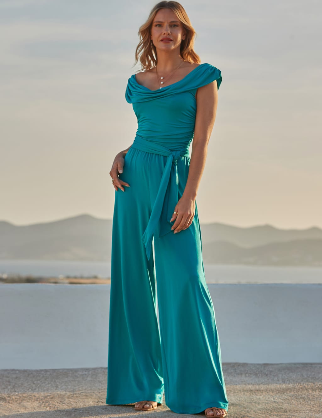 Cowl Neck Sleeveless Wide Leg Jumpsuit | SOSANDAR | M&S