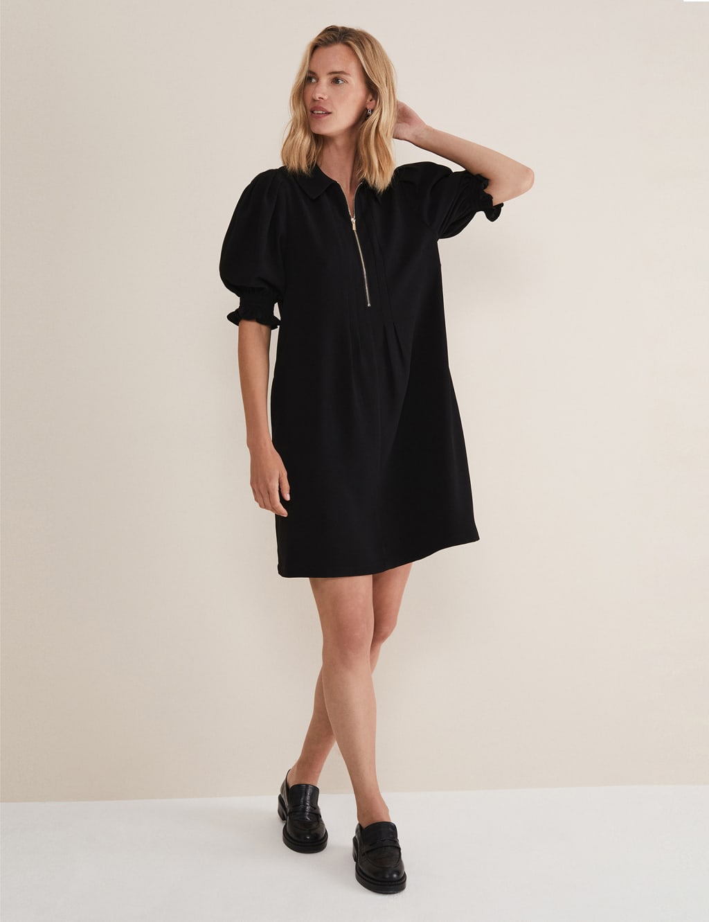 Zip Neck Mini Shift Dress 4 of 6