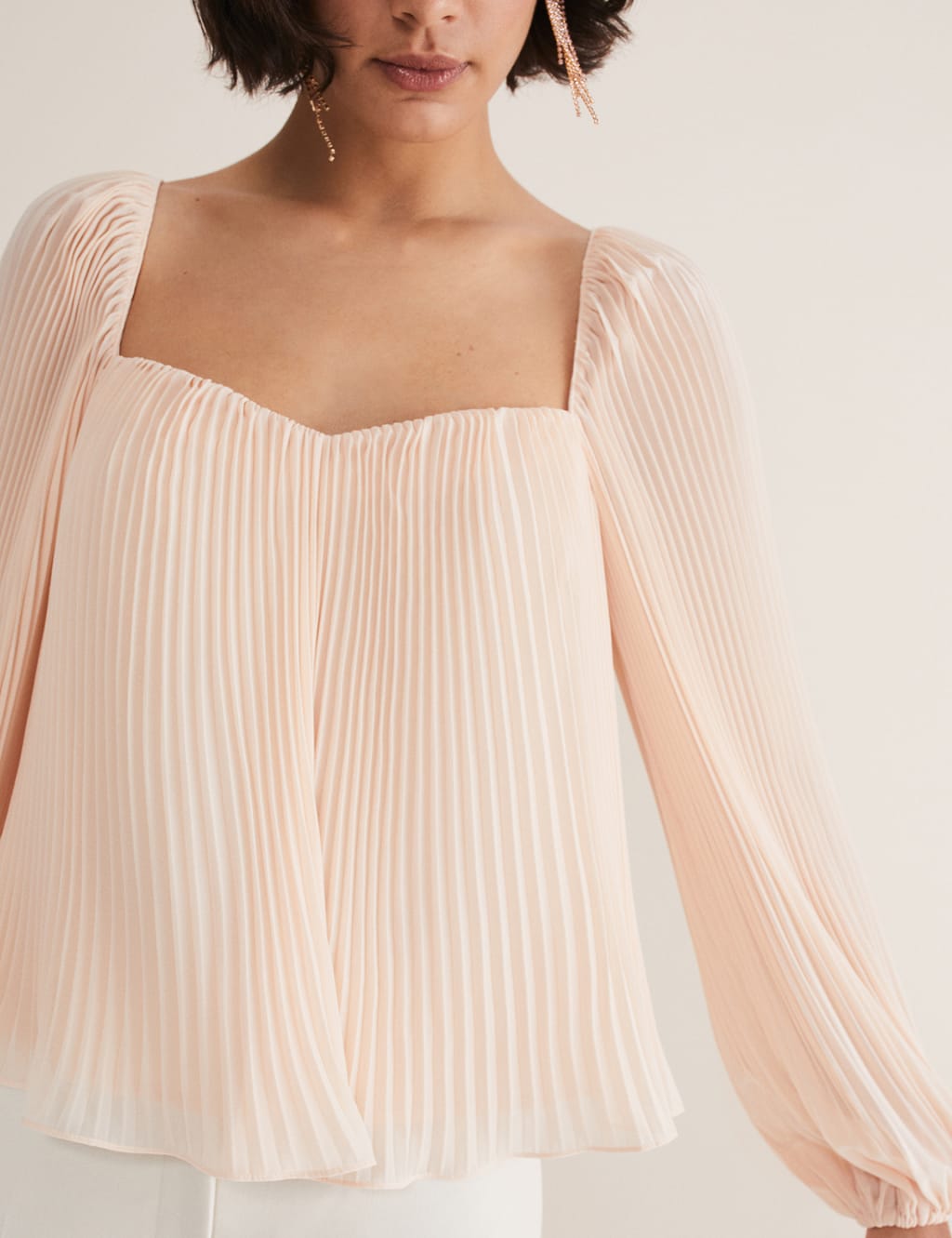 Pleated Square Neck Top 5 of 6