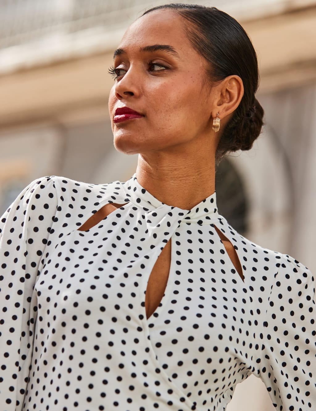 Jersey Polka Dot Keyhole Detail Tunic Top 5 of 6