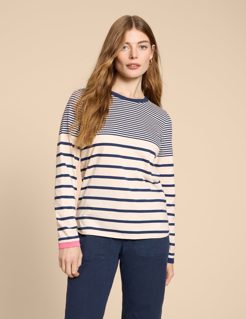 Pure Cotton Striped Crew Neck Top 1 of 6