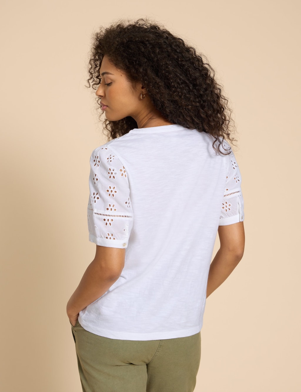 Pure Cotton Broderie Detail T-Shirt 3 of 5