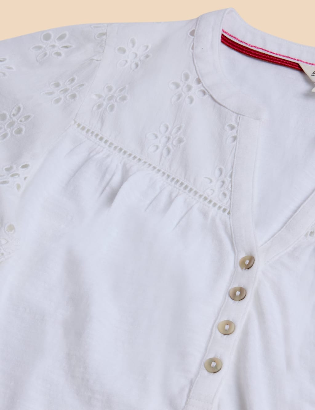 Pure Cotton Broderie Detail T-Shirt 5 of 5