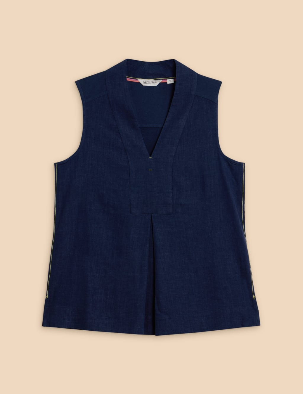 Linen Blend V-neck Sleeveless Shirt 2 of 5