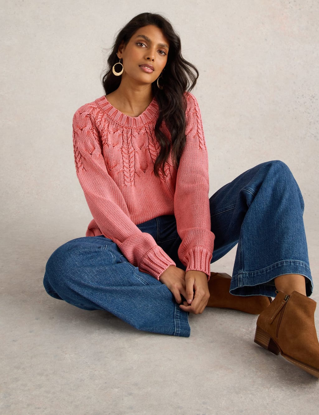 Cotton cable sweater sales