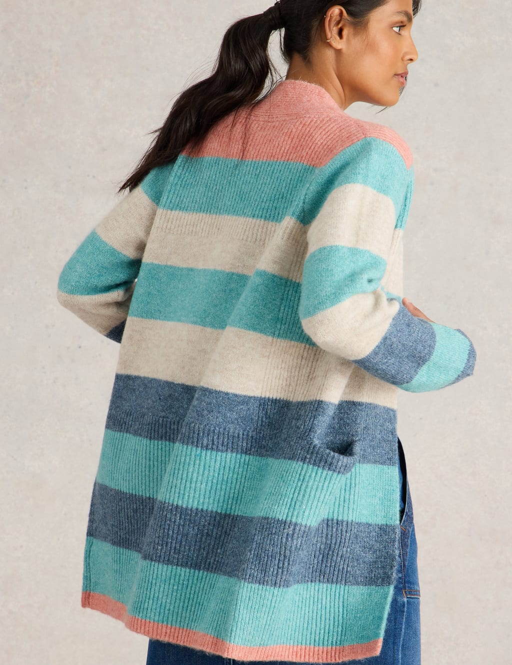 Striped longline cardigan hotsell