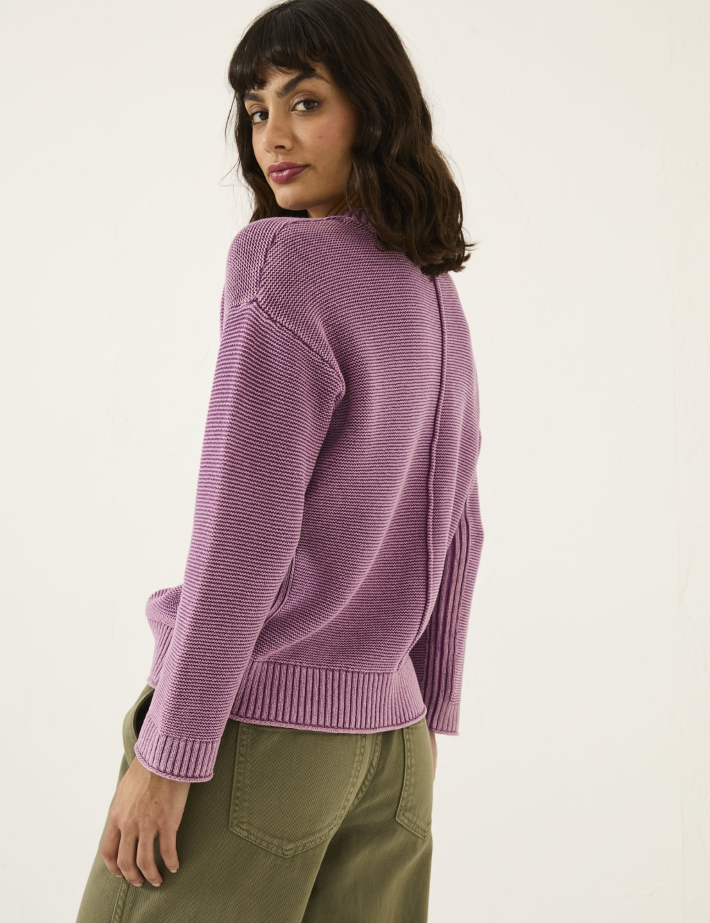 Pure Cotton Textured Crew Neck Jumper 3 of 4