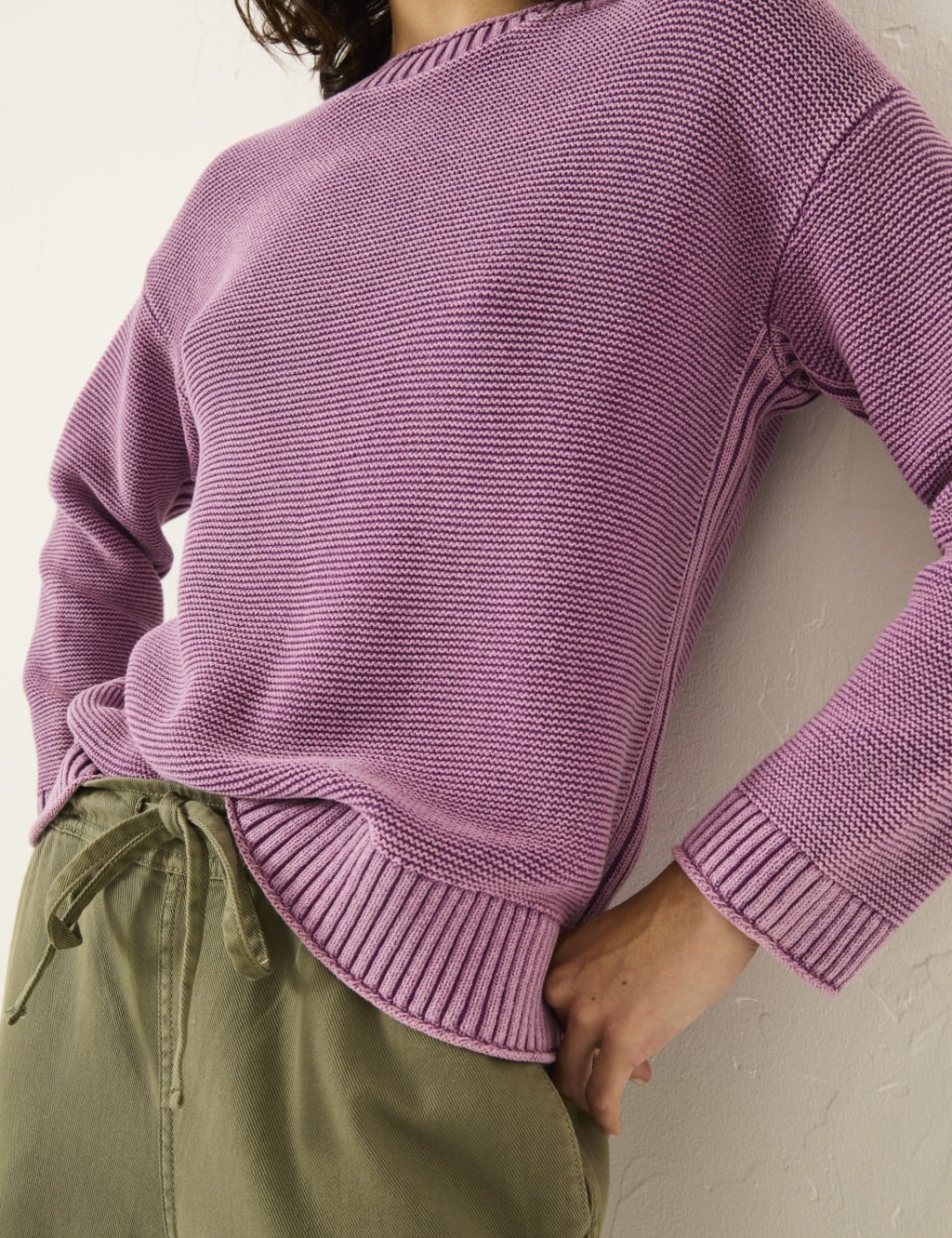 Pure Cotton Textured Crew Neck Jumper 4 of 4