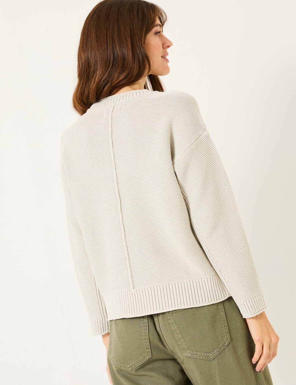 Pure Cotton Textured Crew Neck Jumper 4 of 5