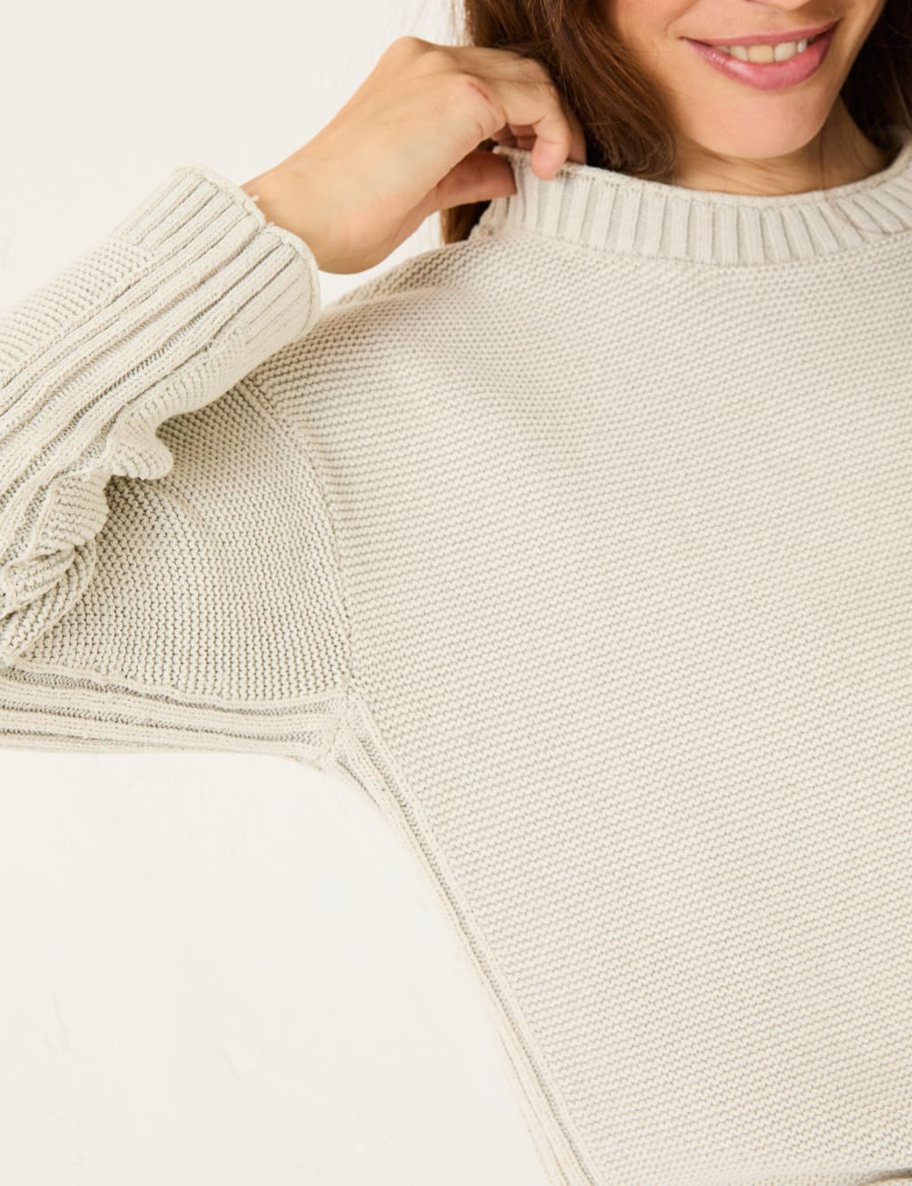 Pure Cotton Textured Crew Neck Jumper 5 of 5