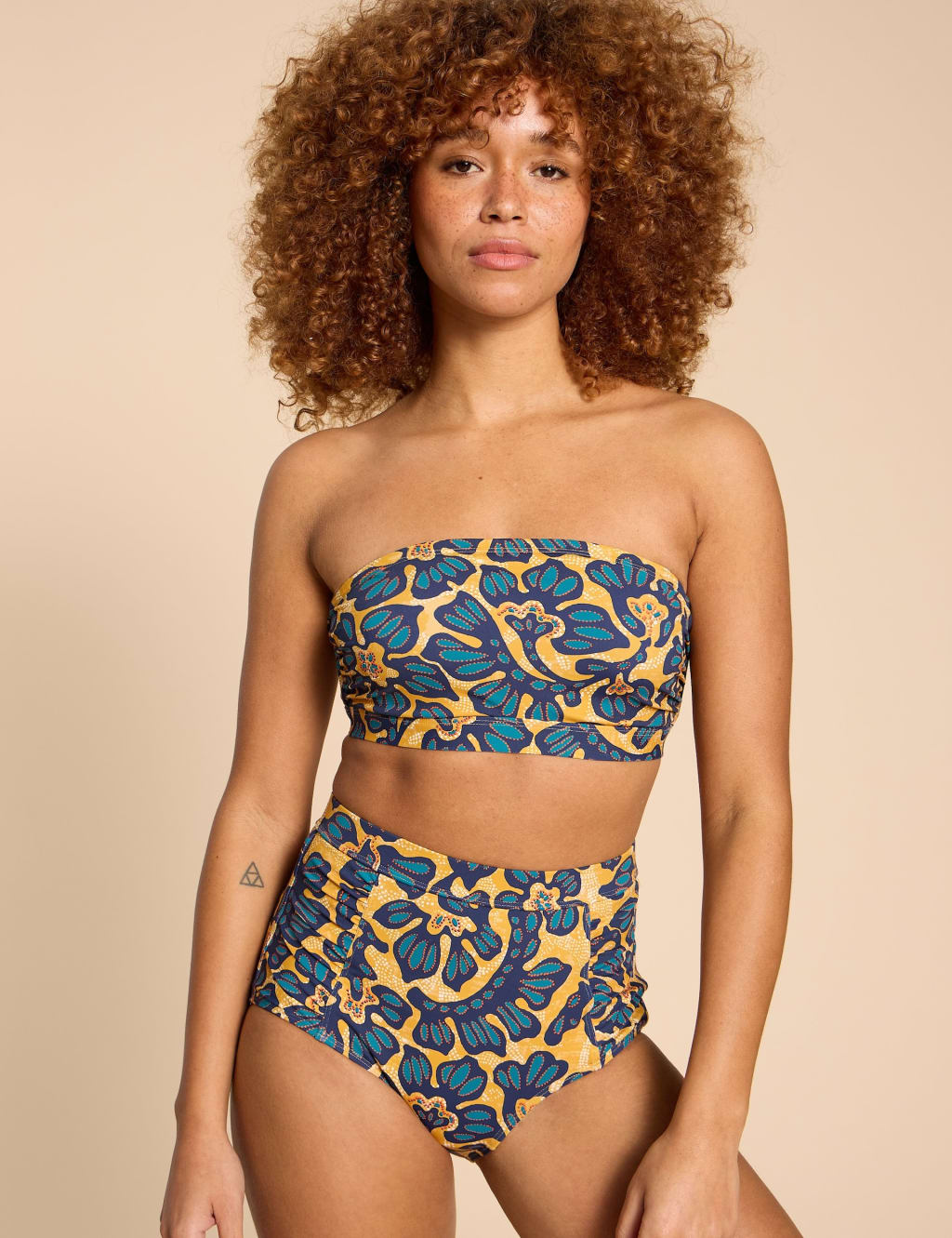 Printed Bandeau Bikini Top