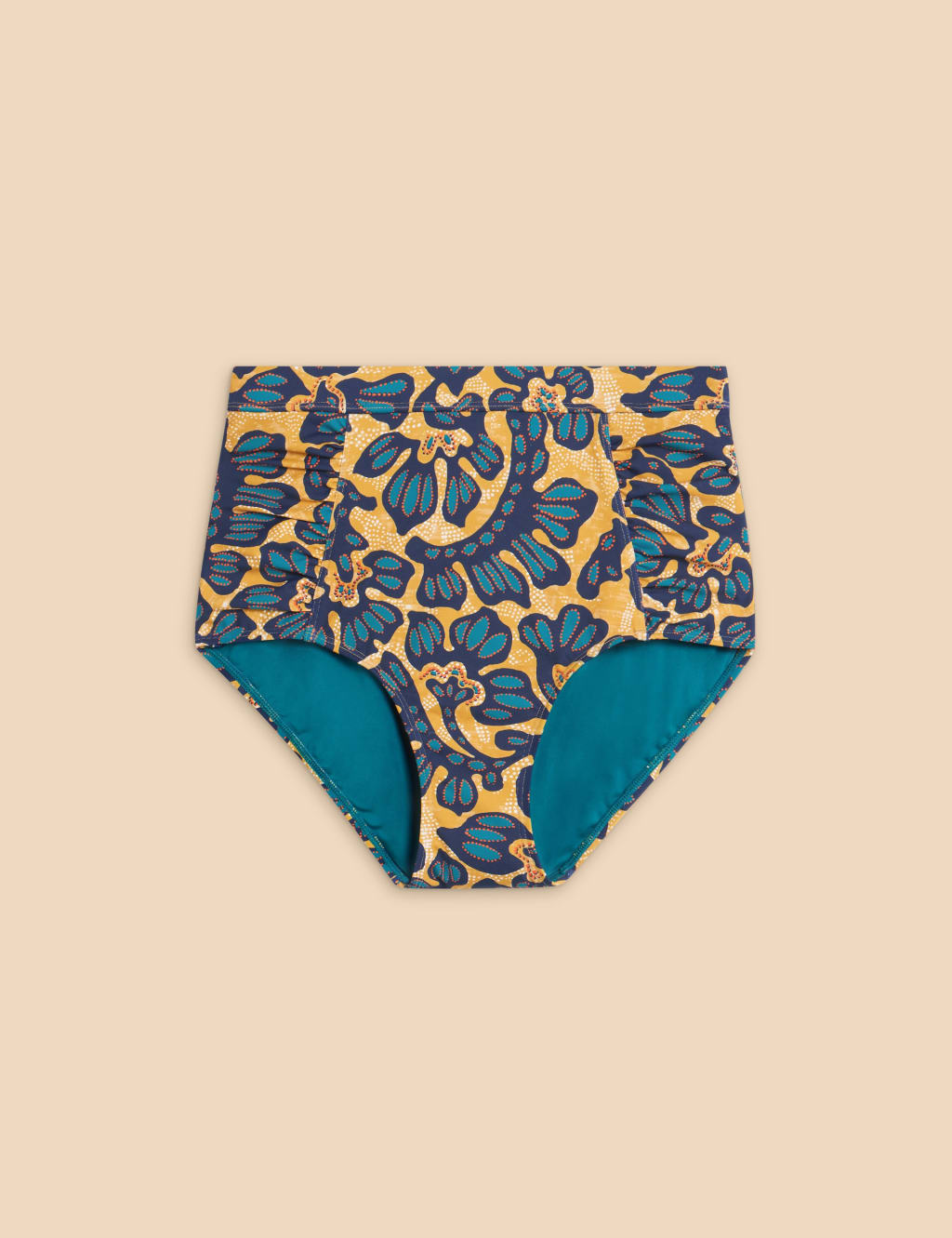 Floral Ruched High Waisted Bikini Bottoms 2 of 6