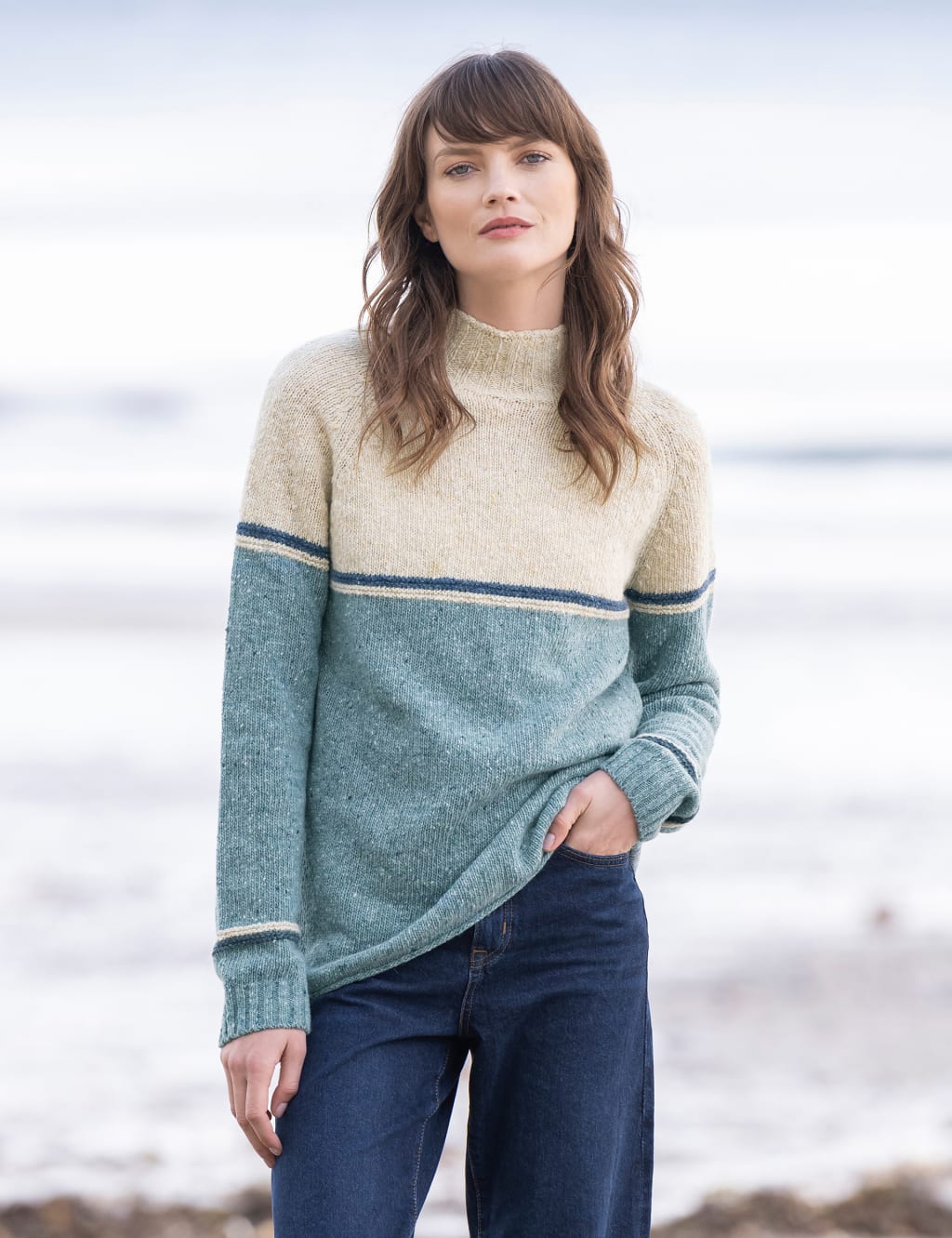 Pure Lambswool Colour Block Jumper 1 of 6