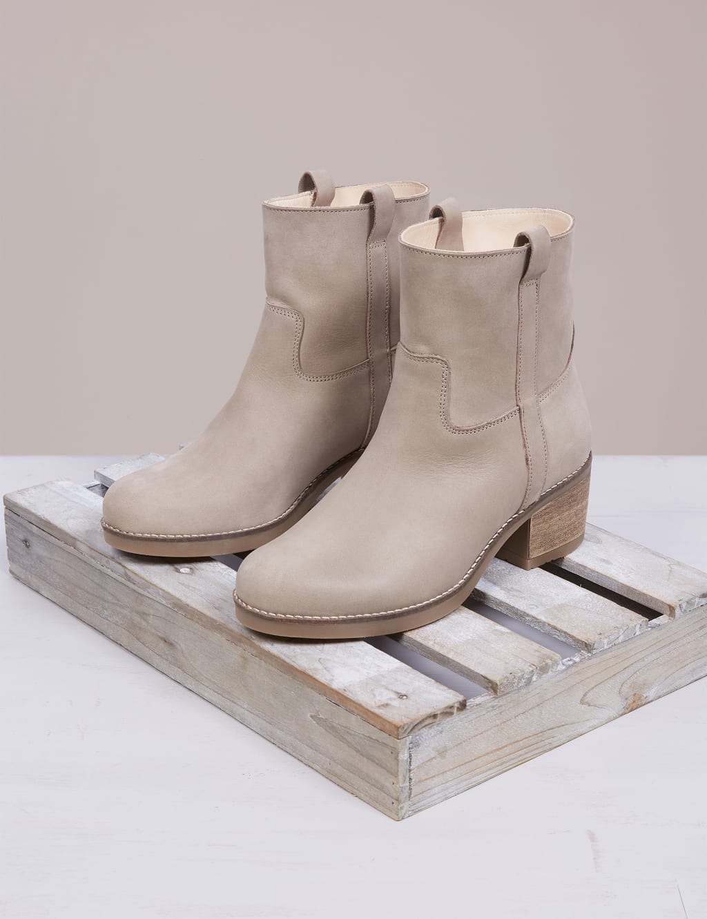 Suede Block Heel Ankle Boots 1 of 6