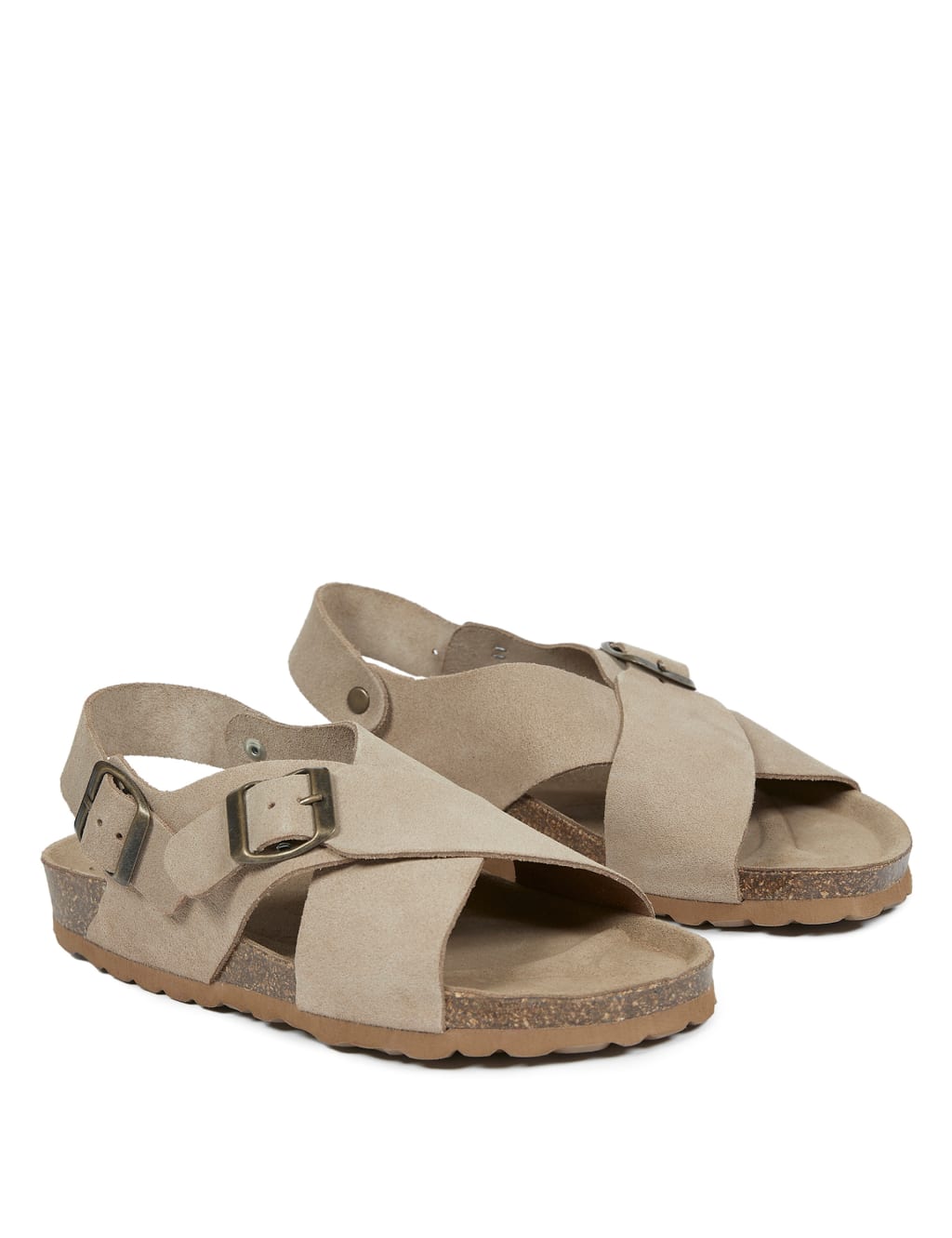 Leather Buckle Crossover Flat Sandals 2 of 6