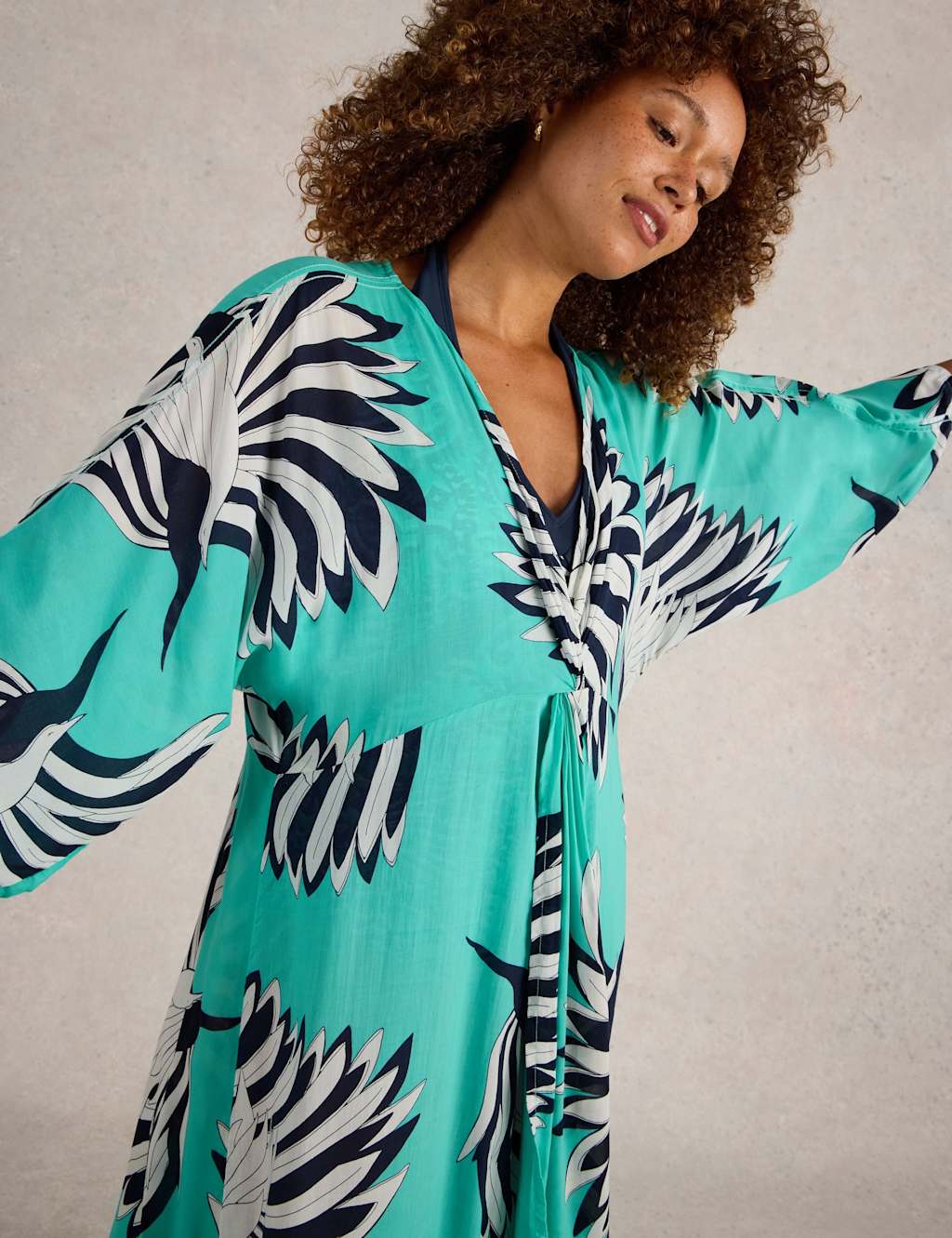 Printed V-Neck Midaxi Wrap Dress 4 of 6