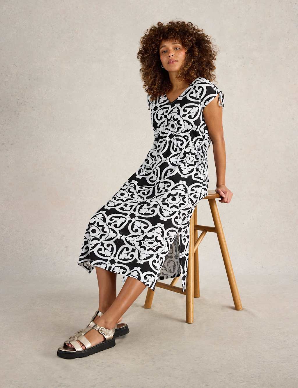 Pure Cotton Printed Midi Beach Dress 4 of 4