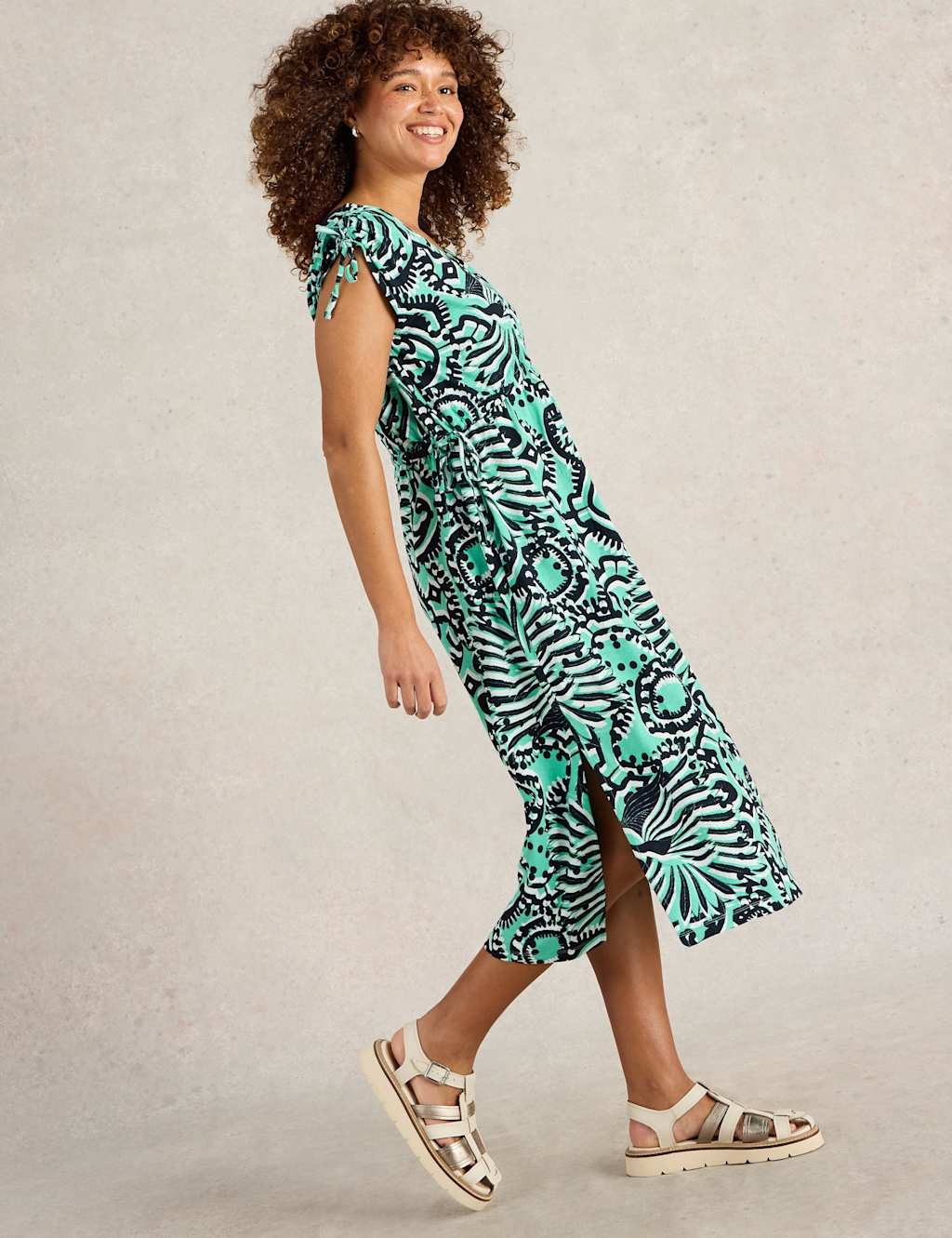 Pure Cotton Printed Midi Beach Dress 3 of 6