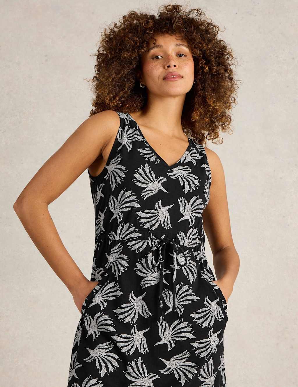 Pure Cotton Jersey Printed V-Neck Beach Dress 4 of 6