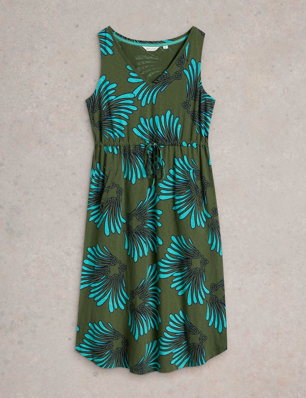 Pure Cotton Printed V Neck Midi Beach Dress 2 of 6
